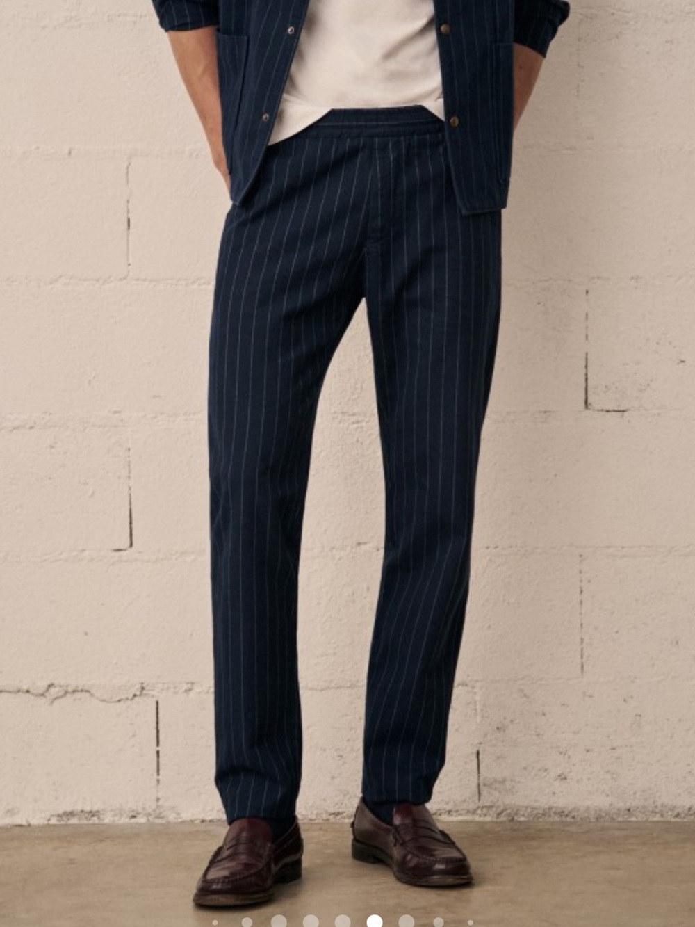 Octobre editions Navy Pinstripe Trousers